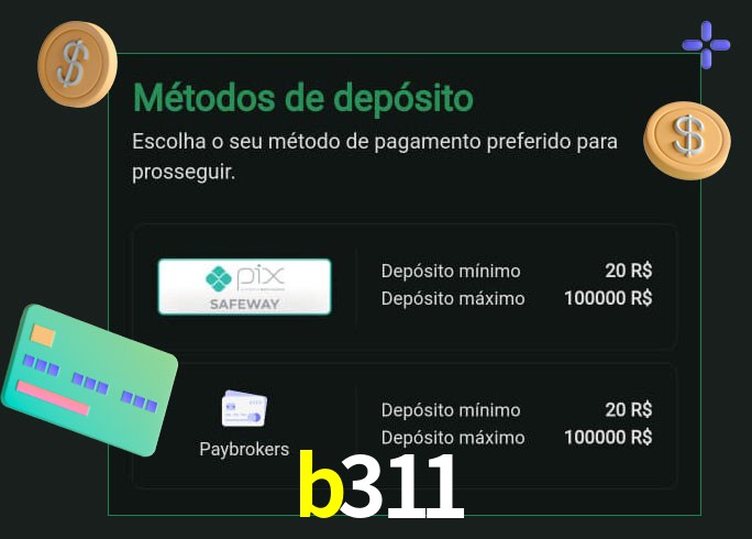 O cassino b311 oferece uma grande variedade de métodos de pagamento